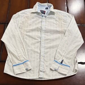 English Laundry White and Blue Striped Shirt